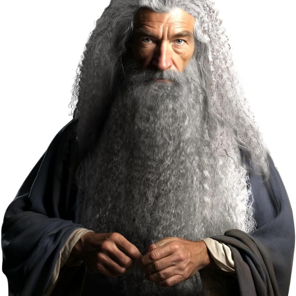 Men’s Long Gray Wig with Beard